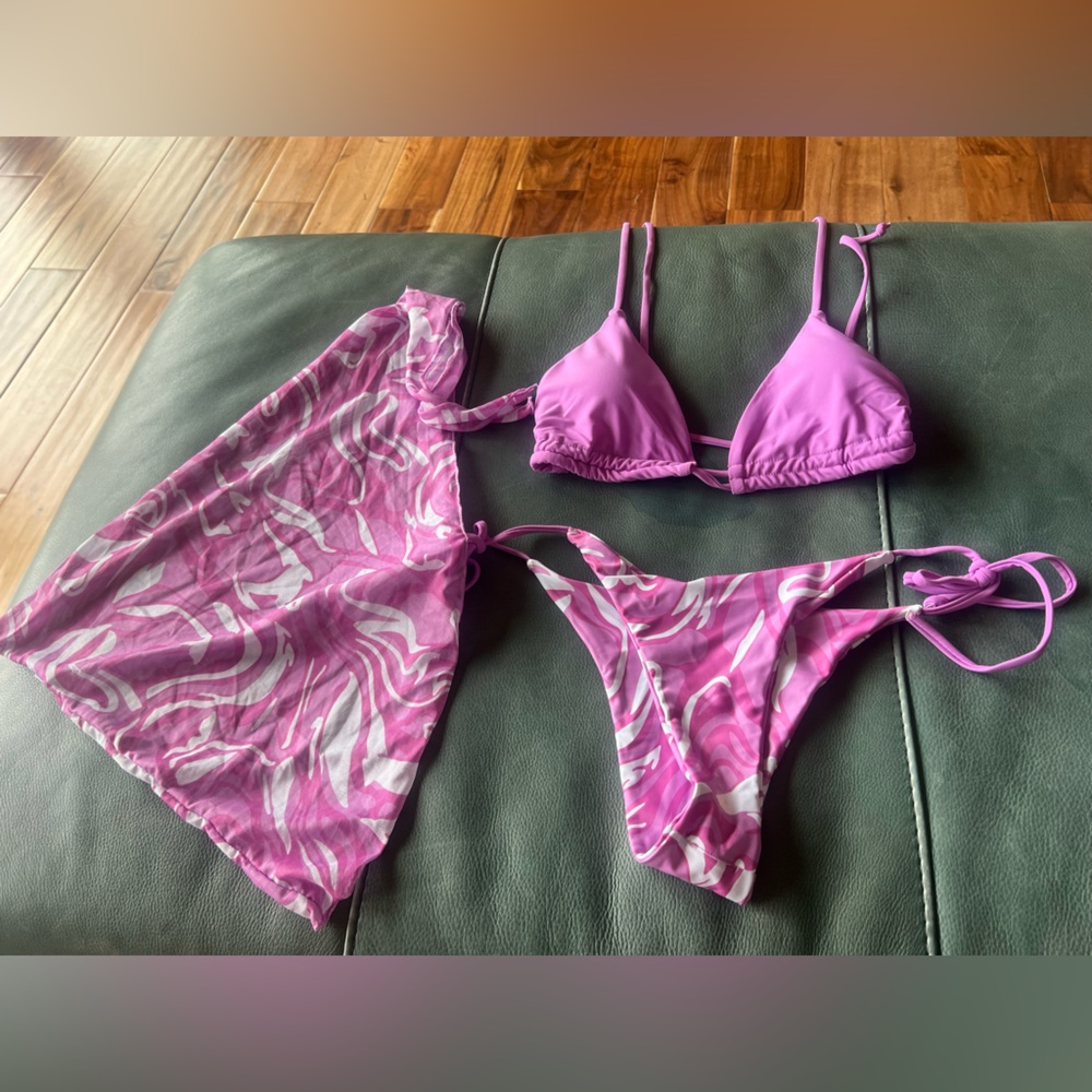 Purple Patterned Bikini Set